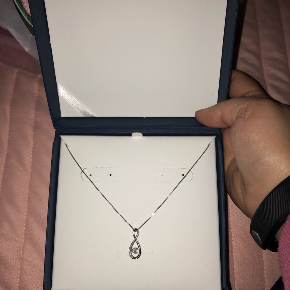 Sterling Silver and Diamond Infinity Necklace